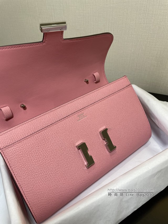 Hermes女士小挎包 愛馬仕Constance康康to go斜挎包 粉色銀扣  tdh2295